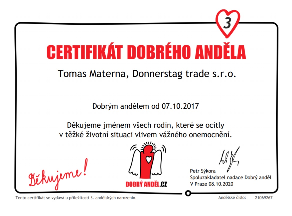 certifikát anděla